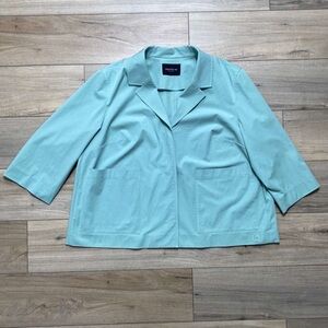 Lafayette 148 New York Womens Three-Button Loose Fit Blazer Jacket Sea Spray